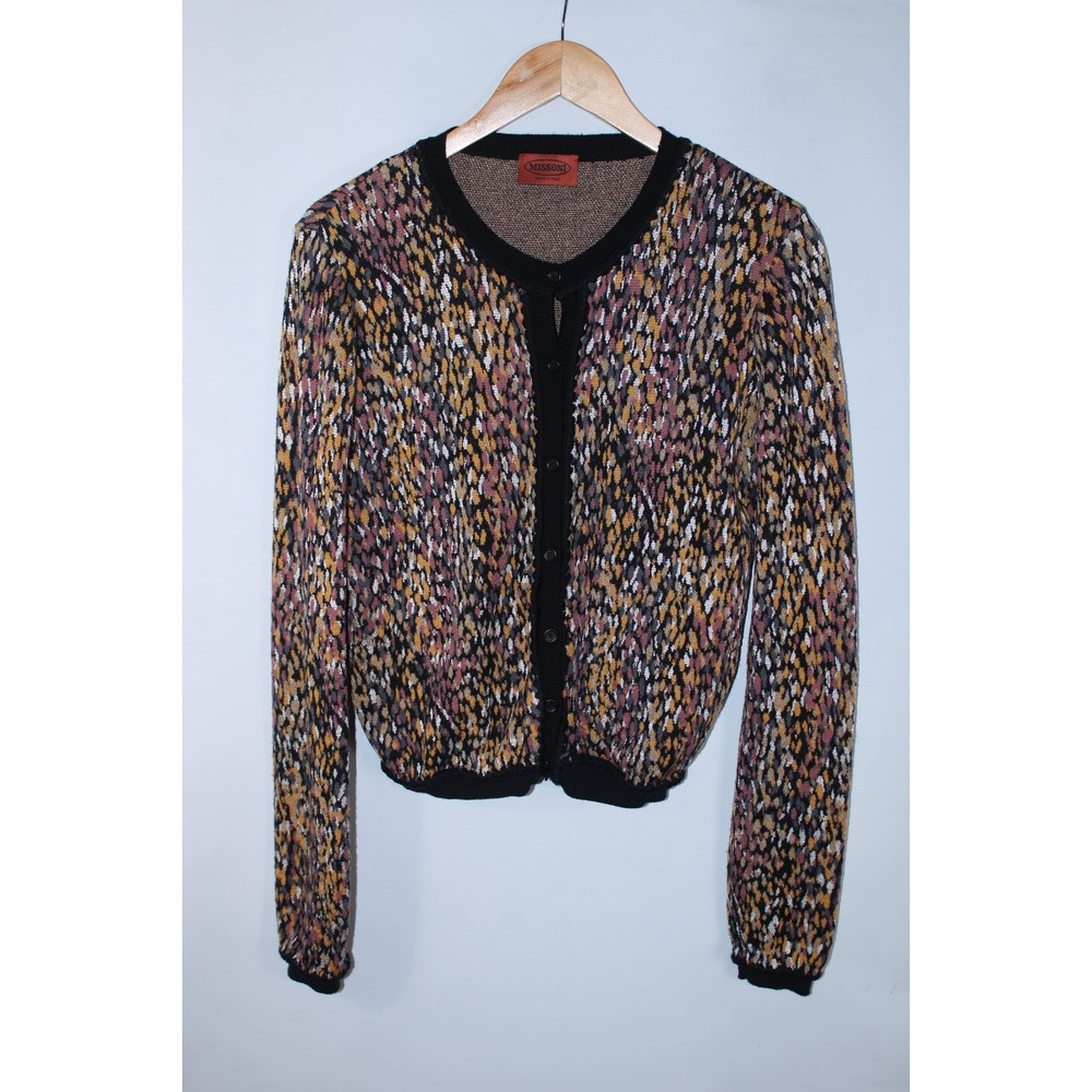 Missoni Women's Size 44 Multicolor Knit Wool Blend Cardigan Made in Italy